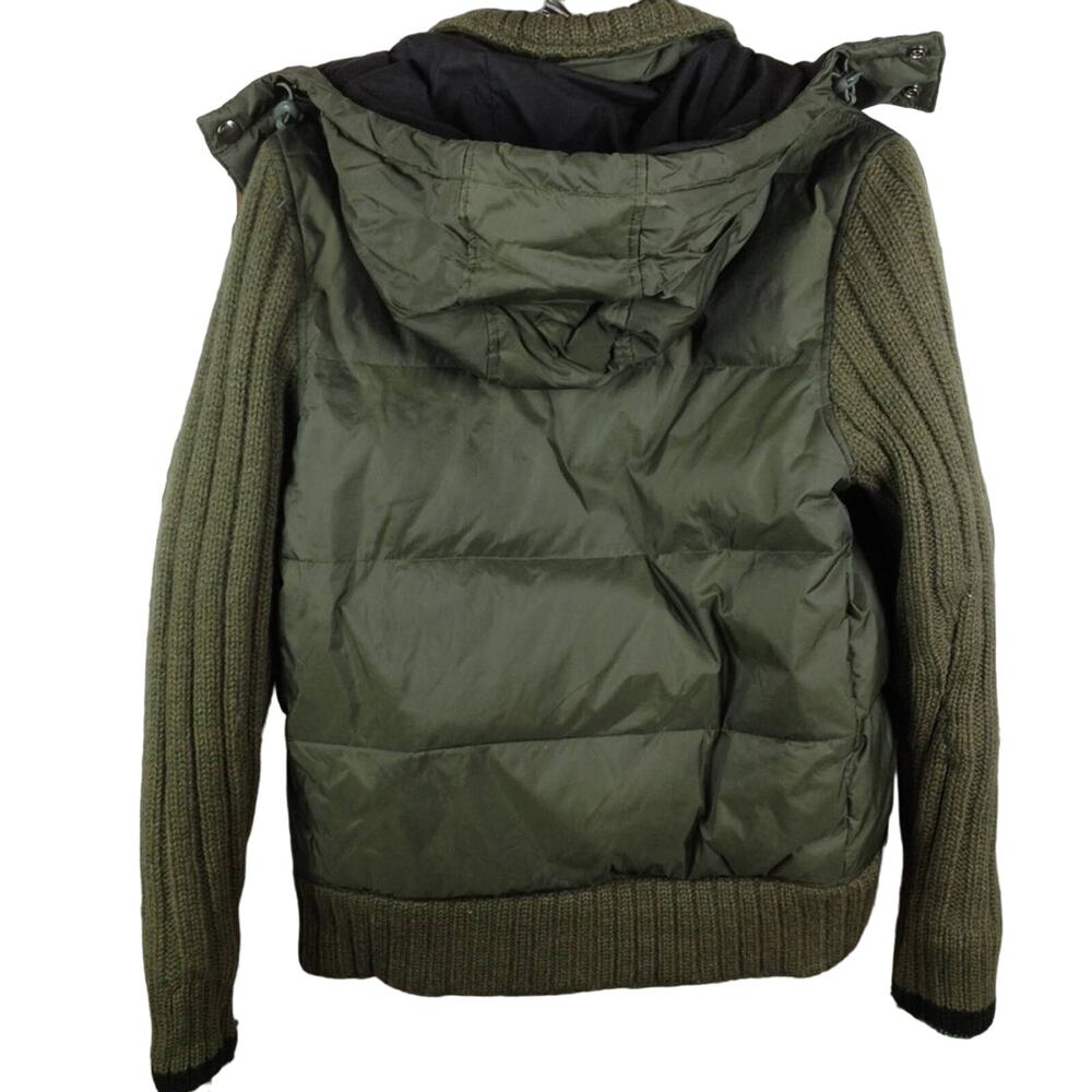 Energie Jean's Session Worn-Out Green Puffer Jacket Knit Sleeve M - Picture 3 of 8